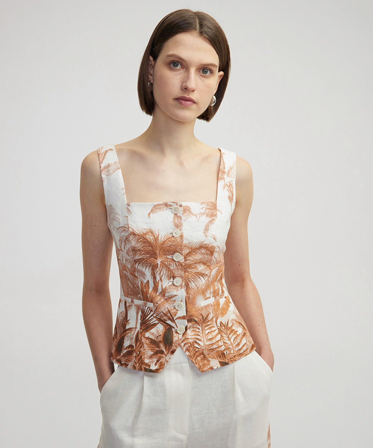 Printed Linen Waistcoat