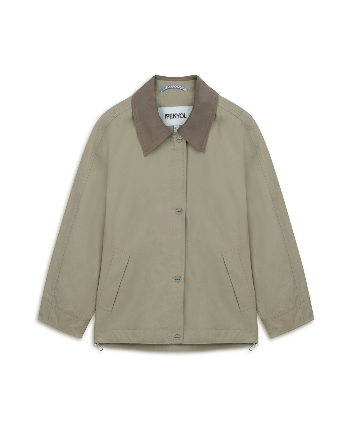 Contrast Collar Short Trench Coat