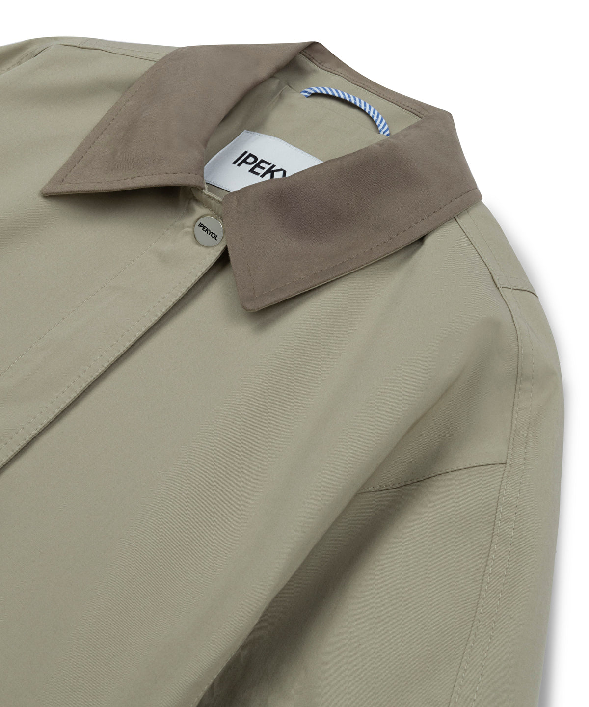 Contrast Collar Short Trench Coat