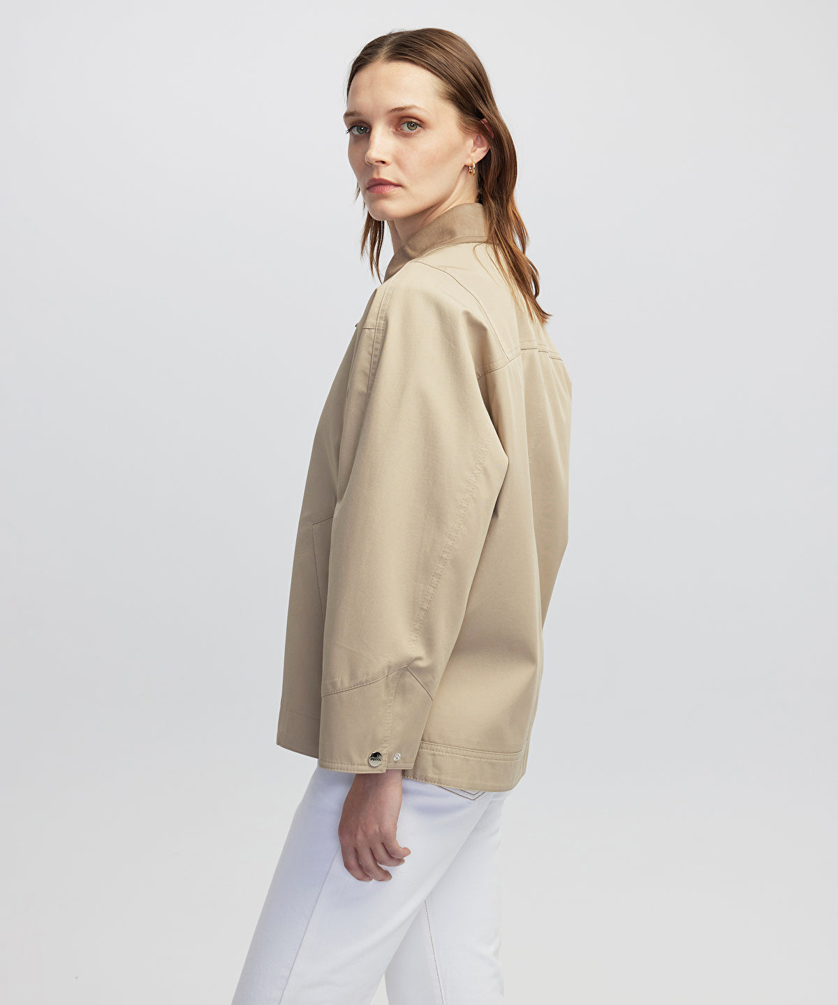 Contrast Collar Short Trench Coat