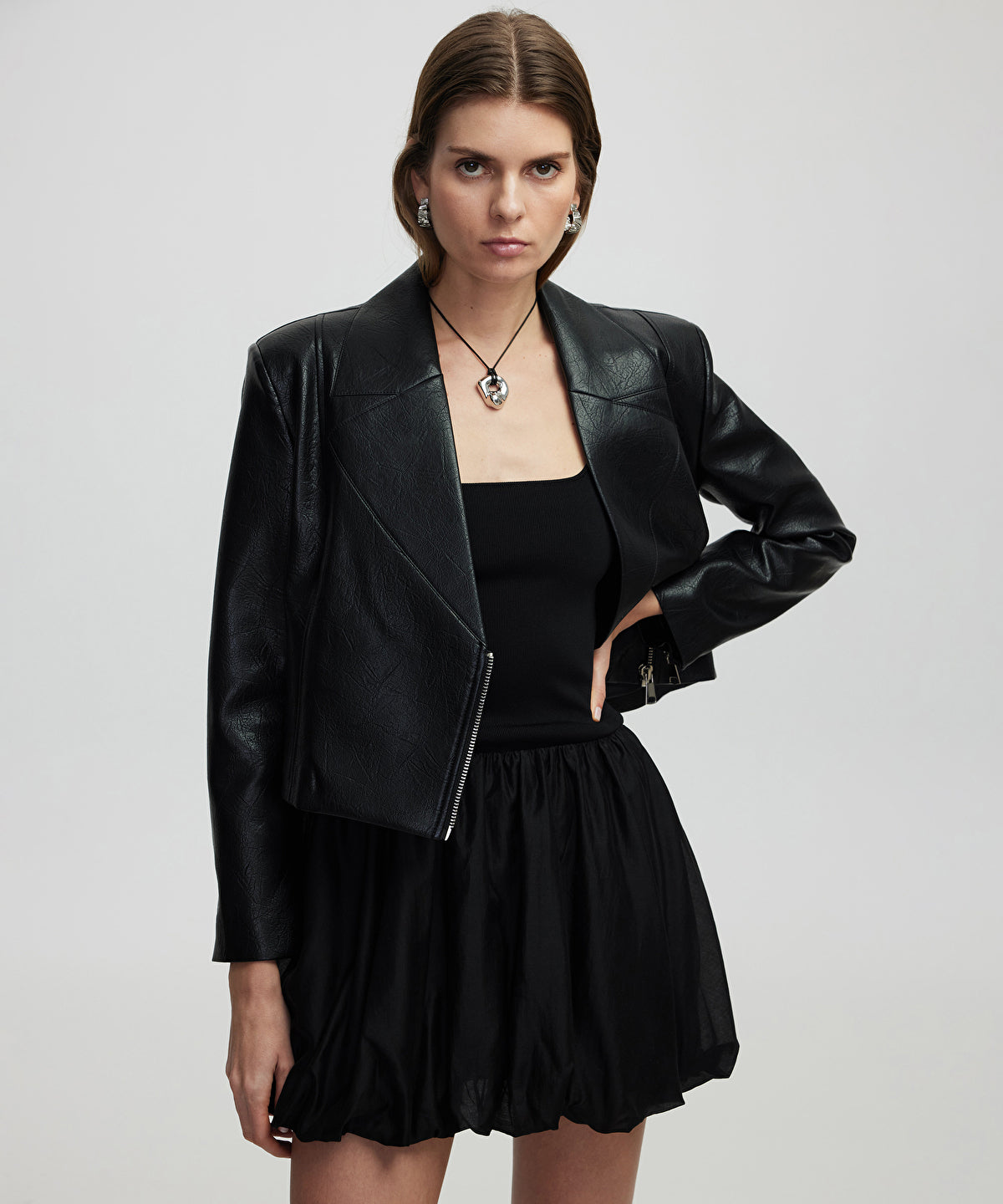 Zoomed Leather-Effect Coat