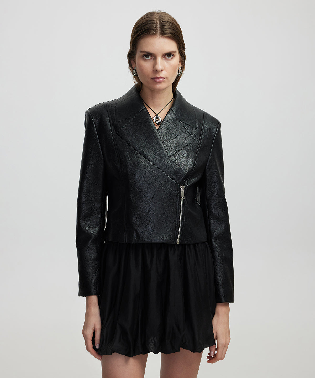 Zoomed Leather-Effect Coat