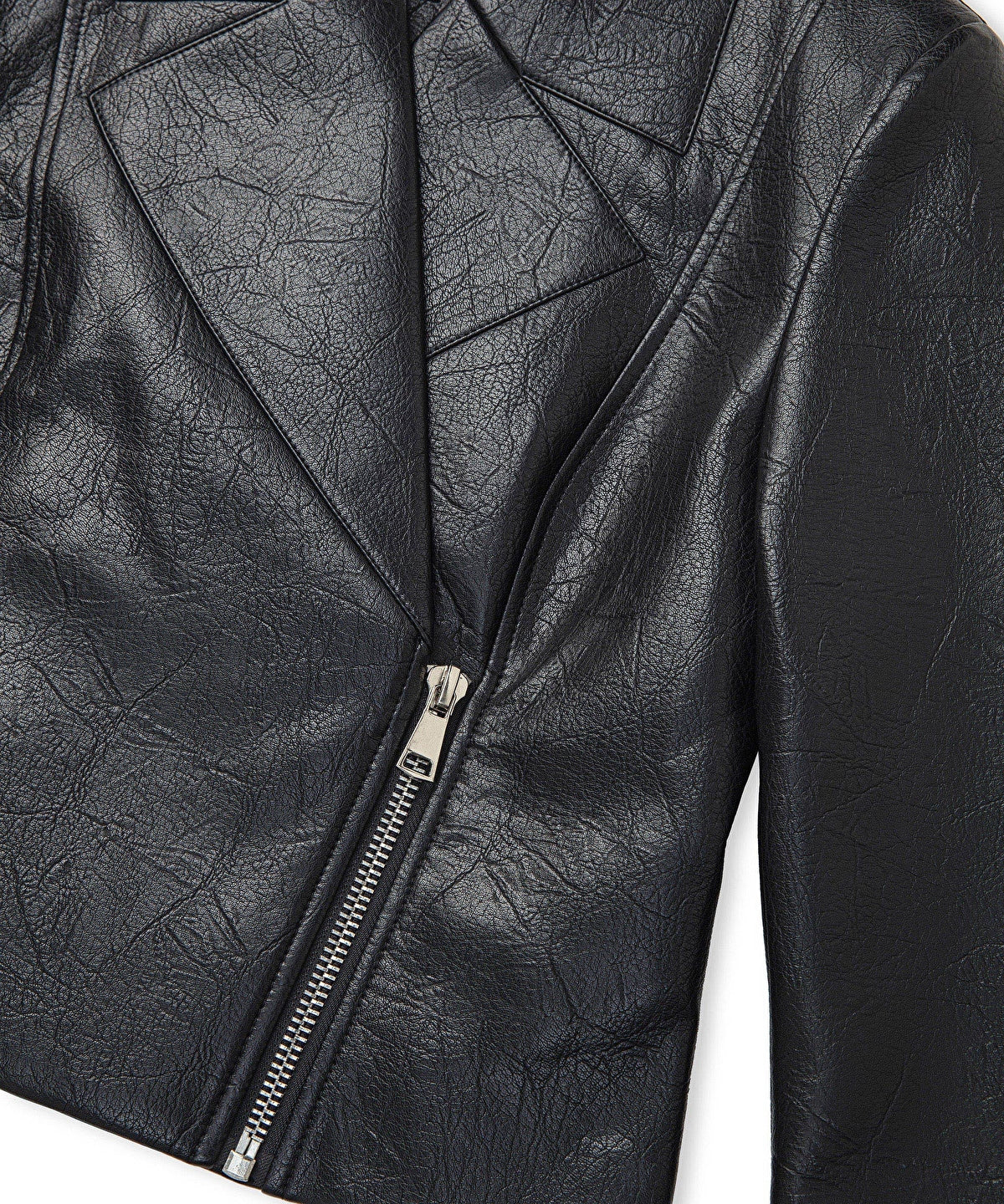 Zoomed Leather-Effect Coat