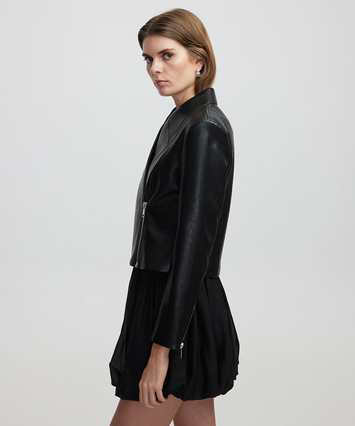 Zoomed Leather-Effect Coat