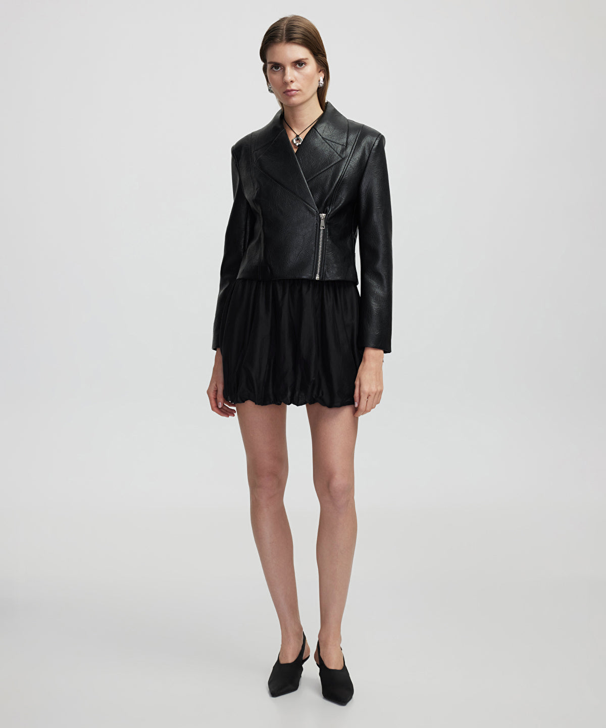 Zoomed Leather-Effect Coat
