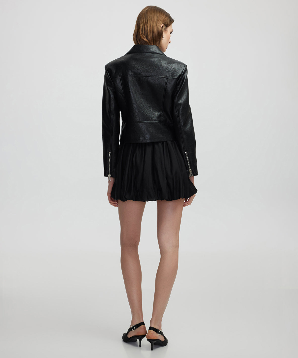 Zoomed Leather-Effect Coat