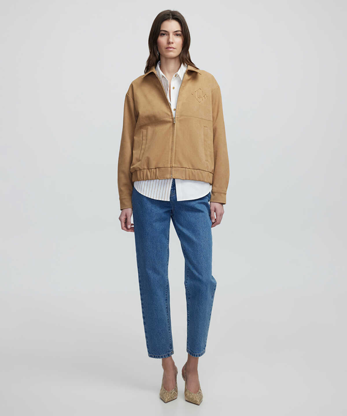 Faux Suede Bomber Jacket