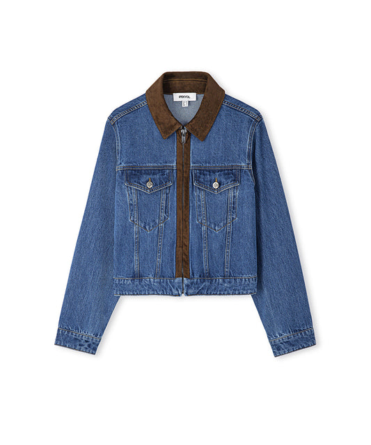 Contrast Denim Coat