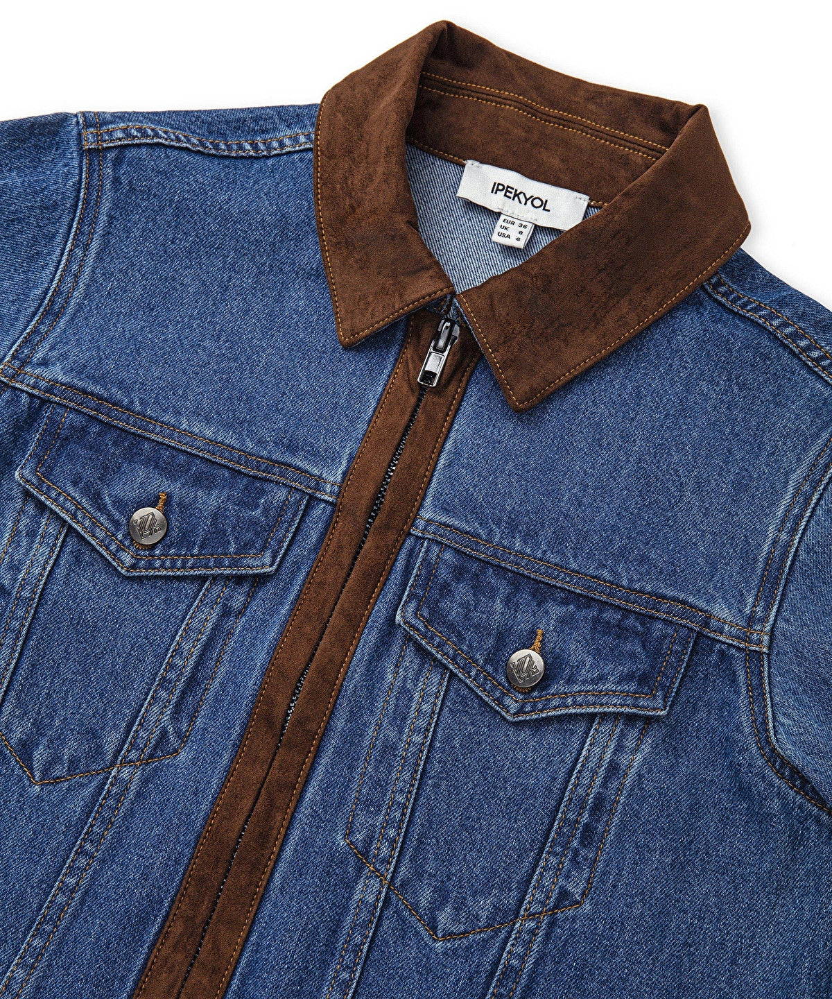 Zoomed Contrast Denim Coat