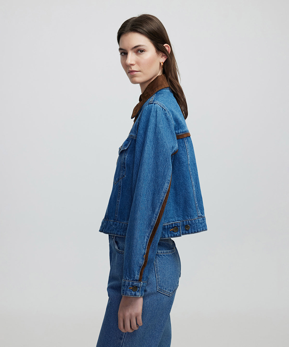 Zoomed Contrast Denim Coat