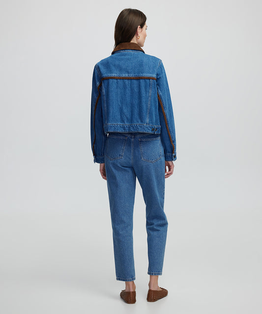 Contrast Denim Coat