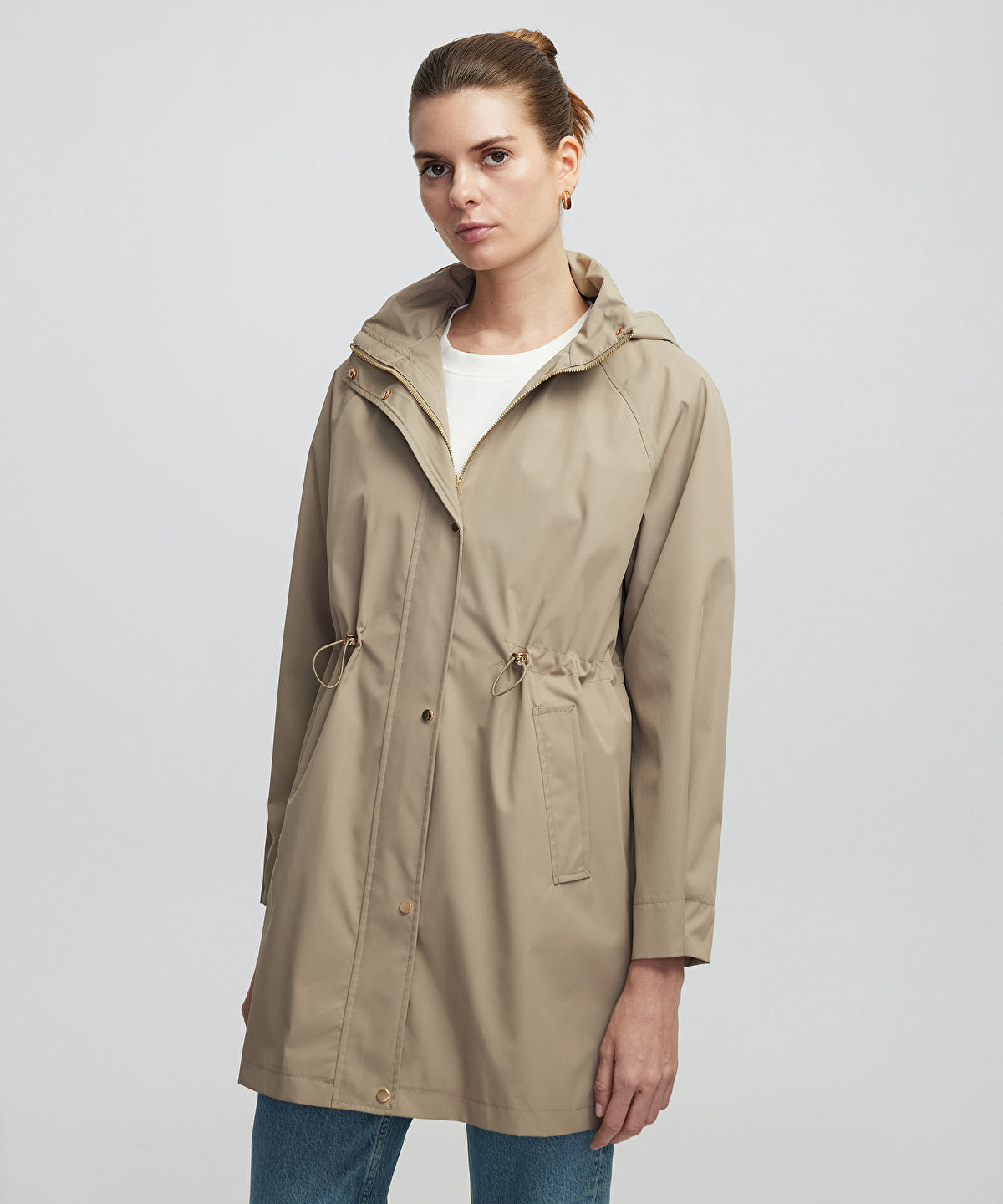 Concealed hood coat