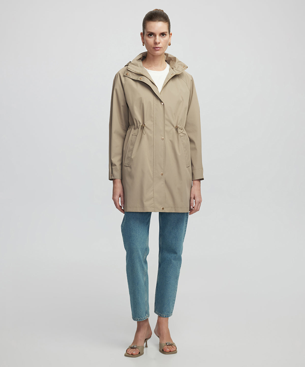 Concealed hood coat
