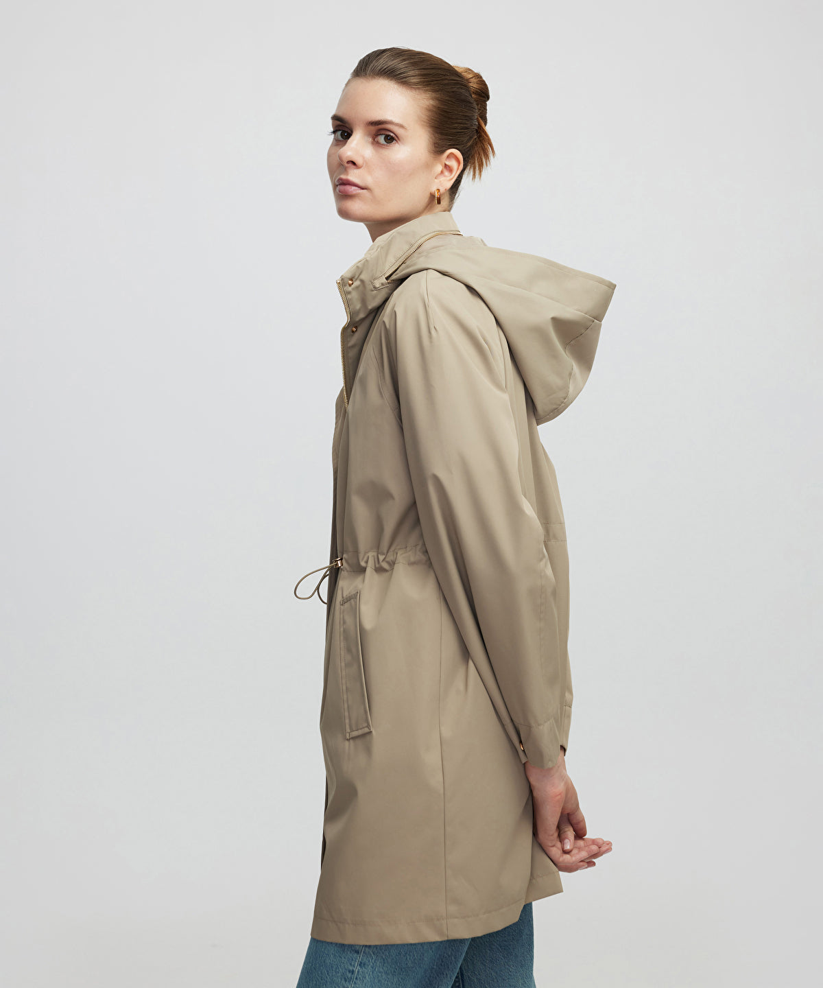 Concealed hood coat