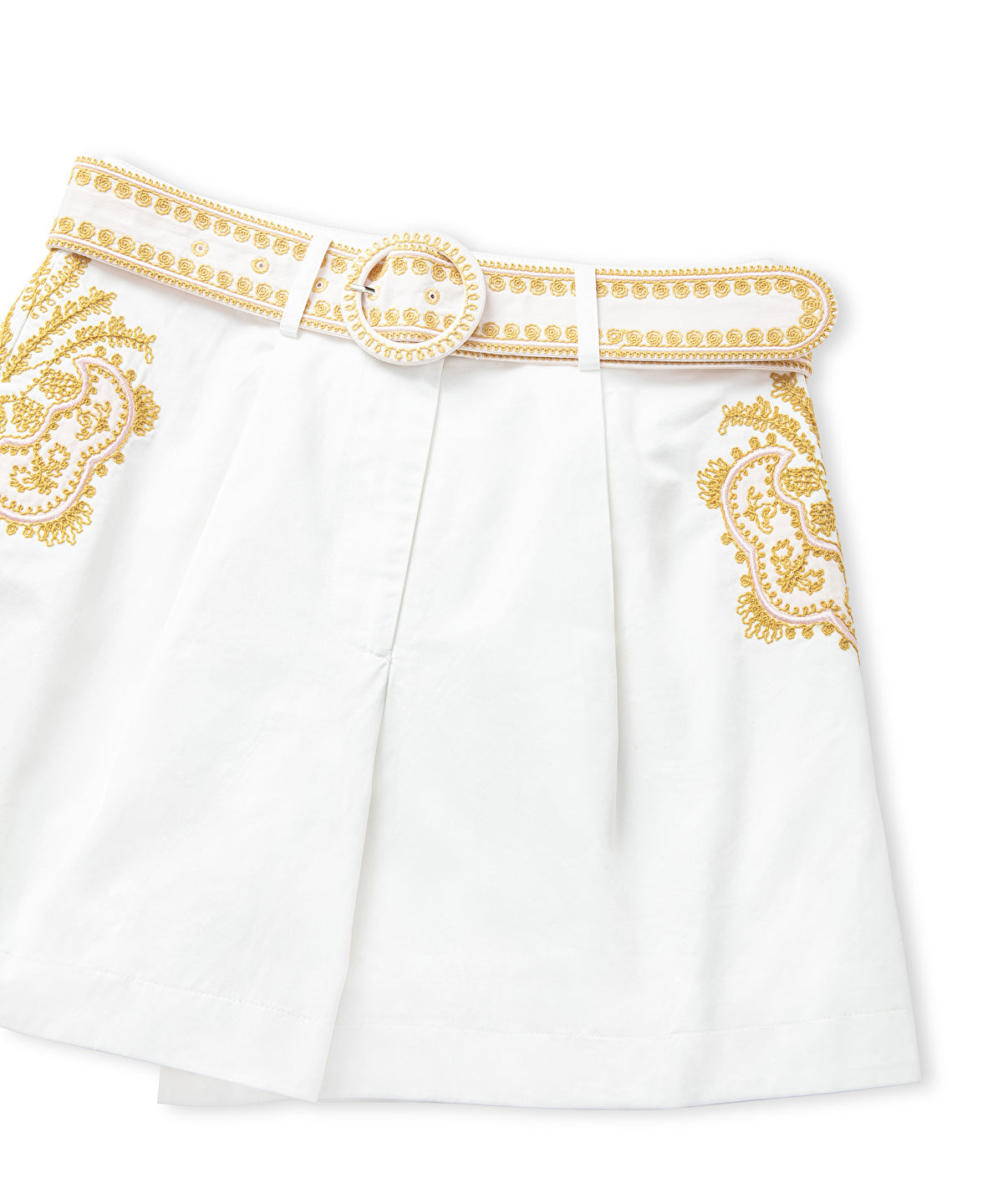 Embroidered Shorts With Belt