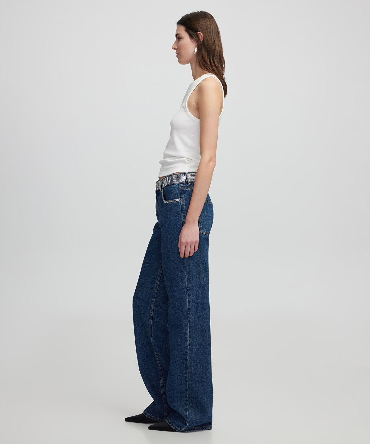 Wide-Leg Jeans With Rhinestones