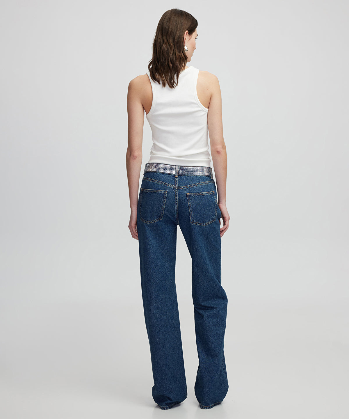 Wide-Leg Jeans With Rhinestones
