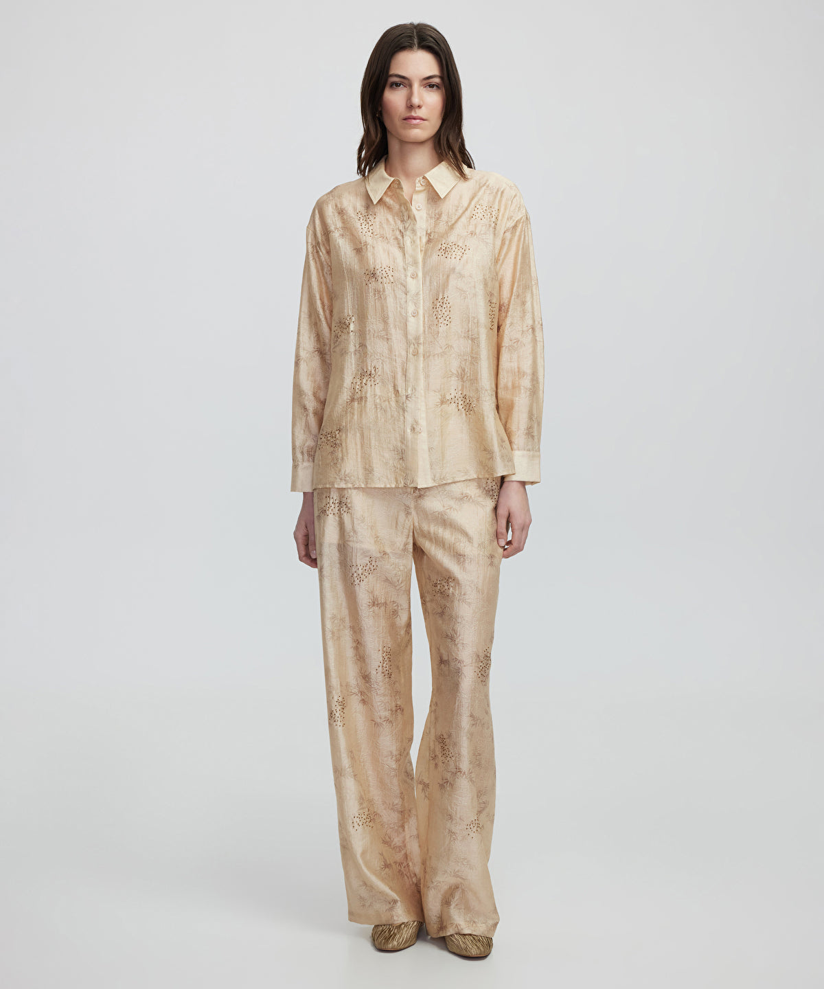 Embroidered and jacquard shirt