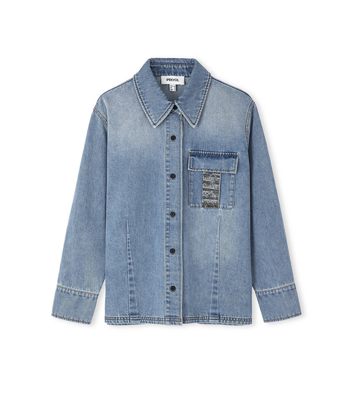 Embroidered denim shirt