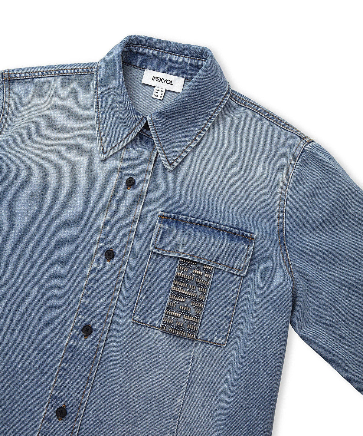 Embroidered denim shirt