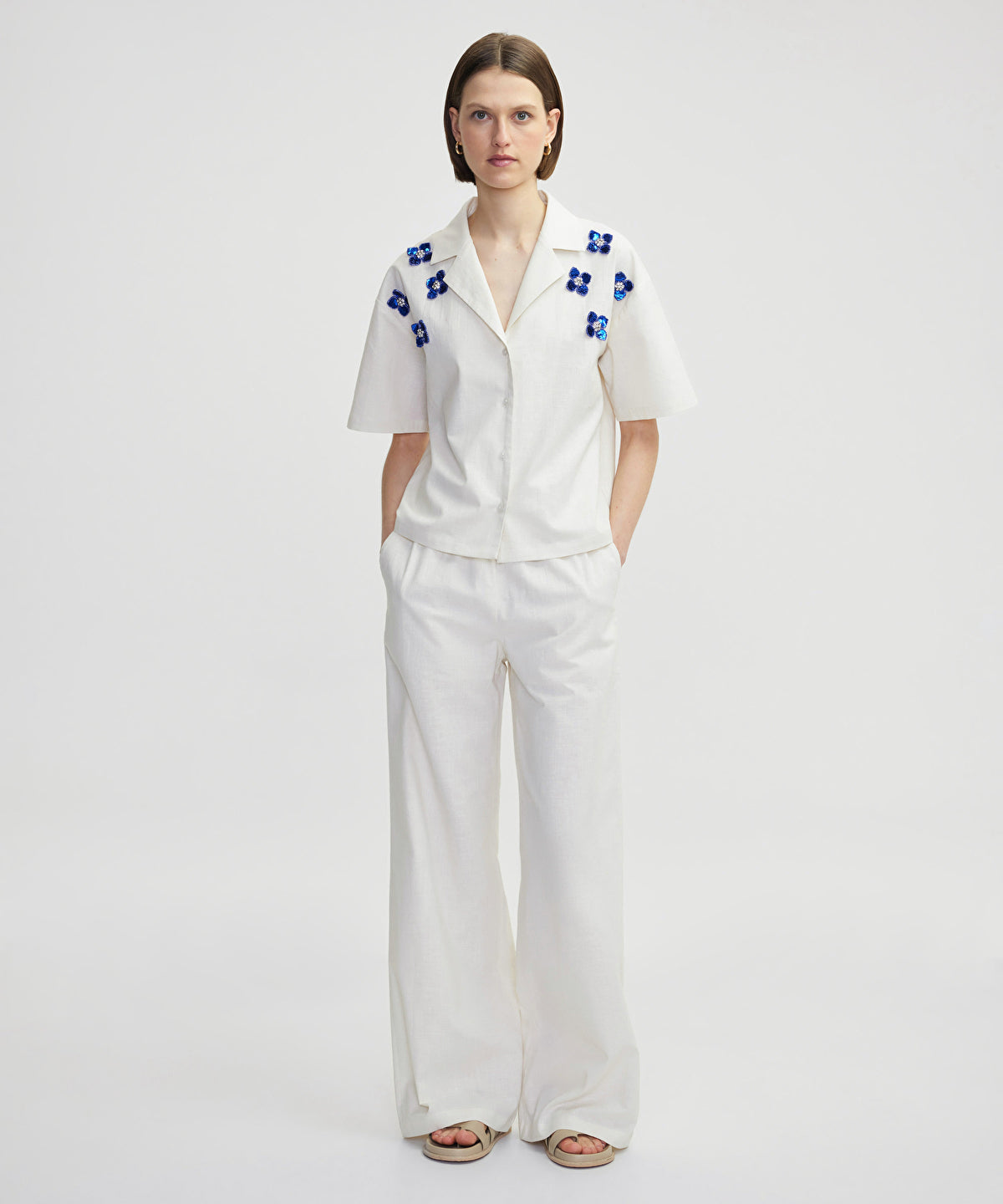 Flower Appliqued Shirt