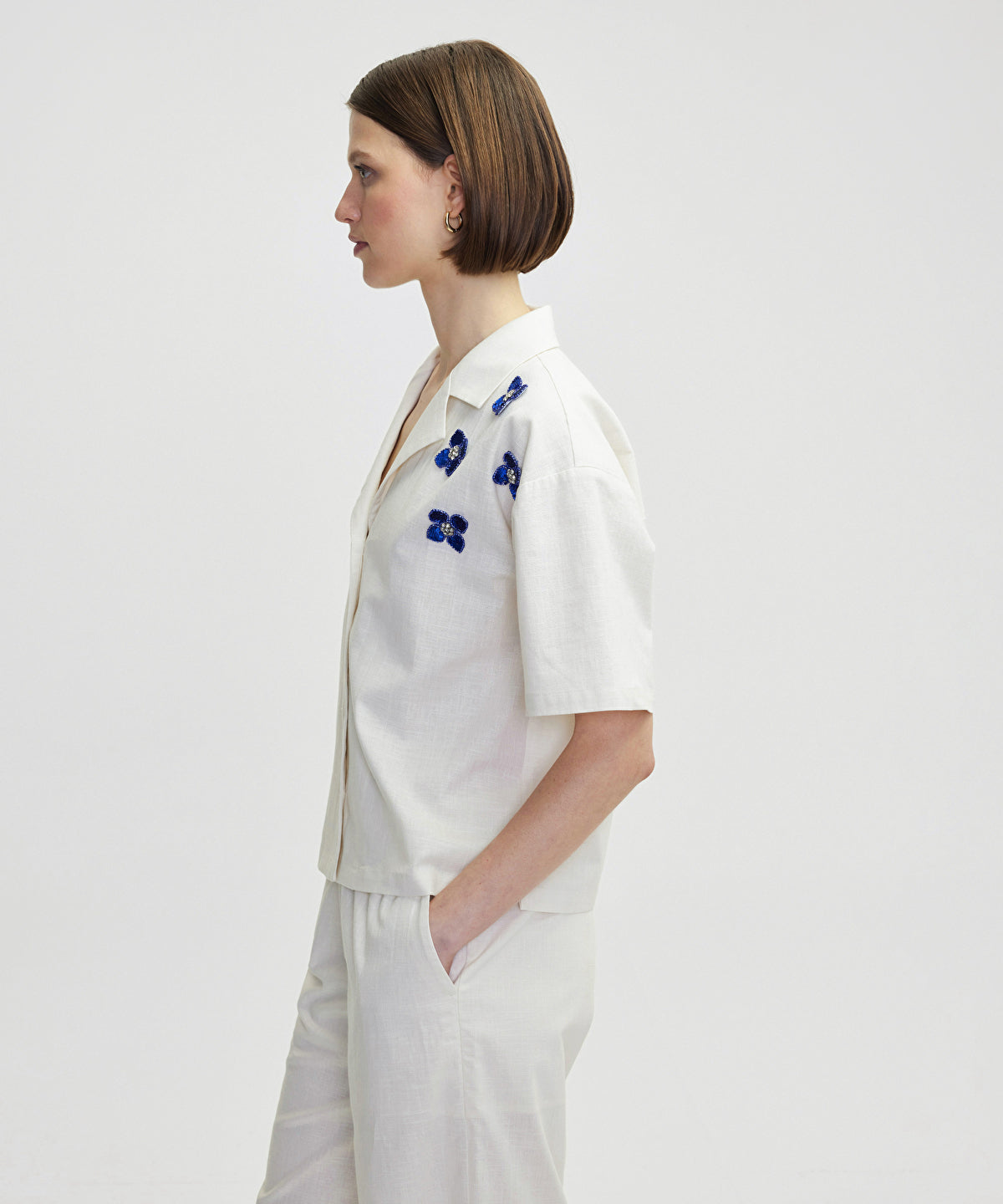 Flower Appliqued Shirt