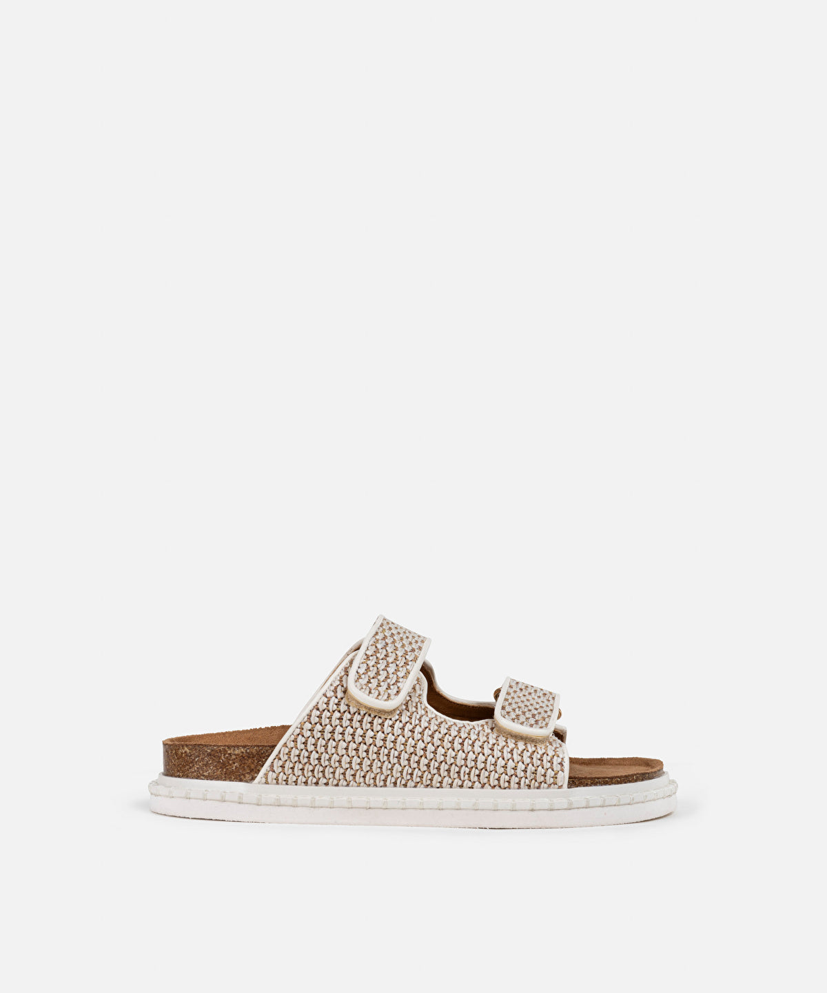 Double-Strap Textured Slippers
