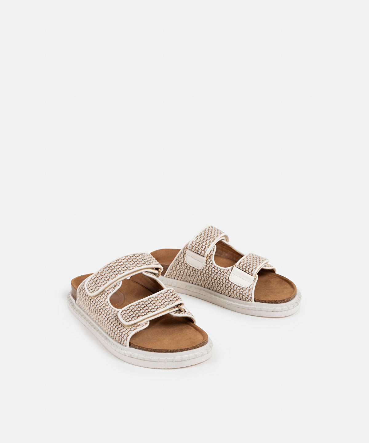 Double-Strap Textured Slippers