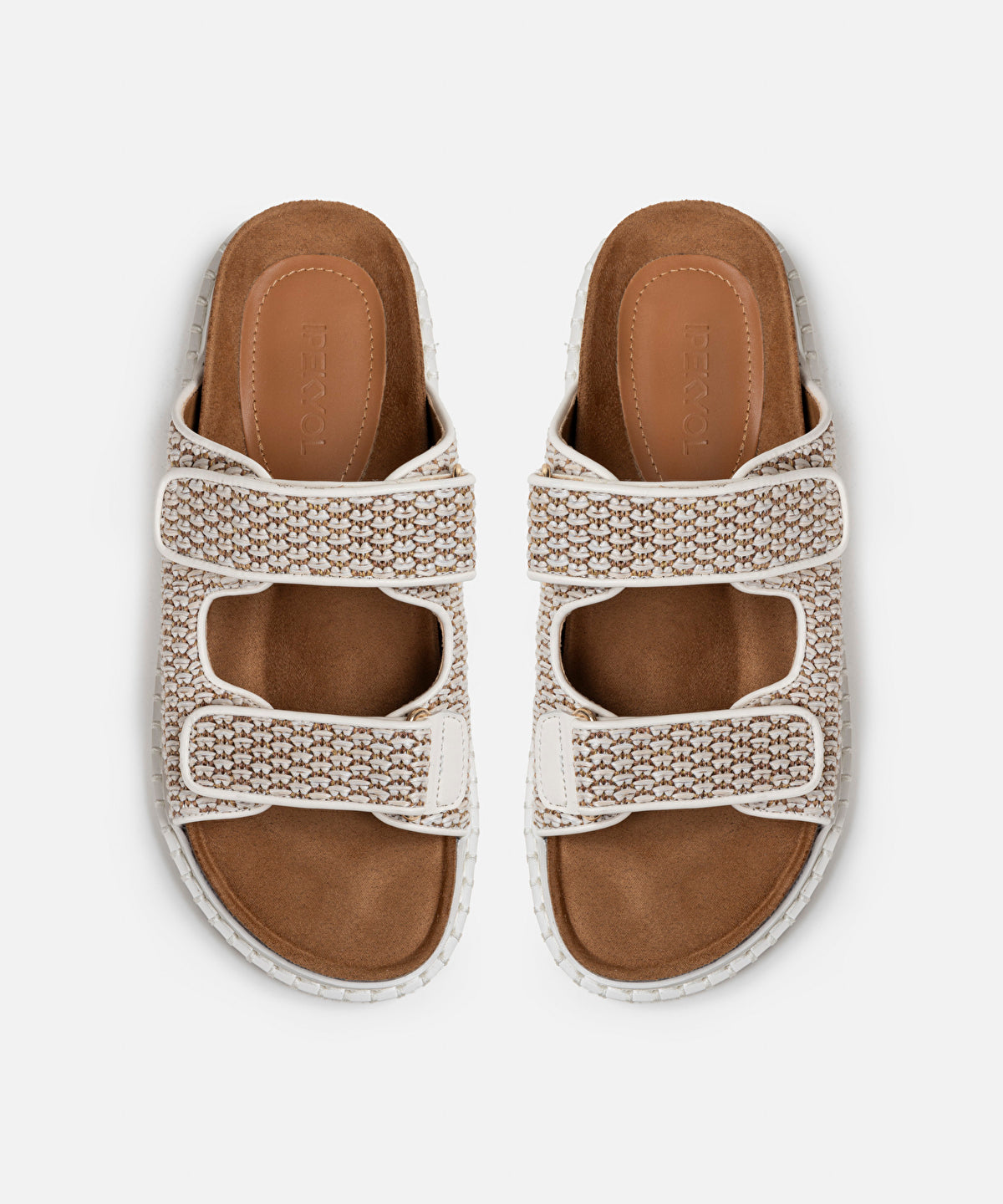 Double-Strap Textured Slippers