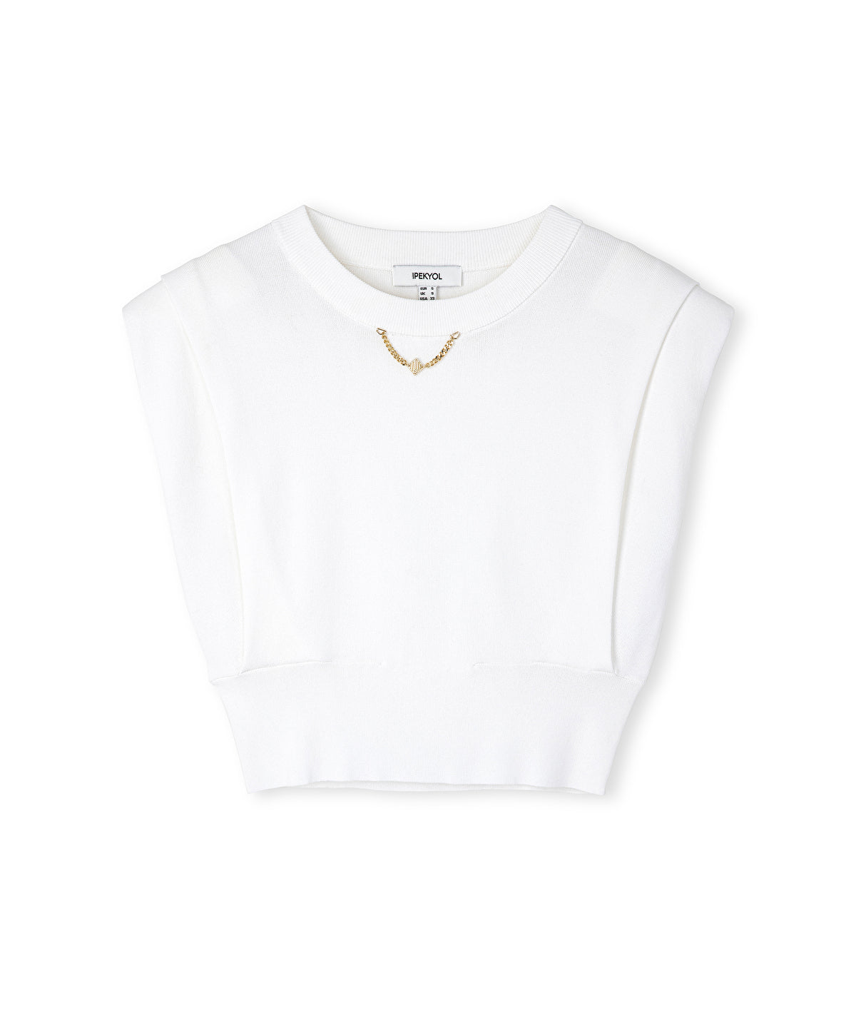 Knit top with chain detail