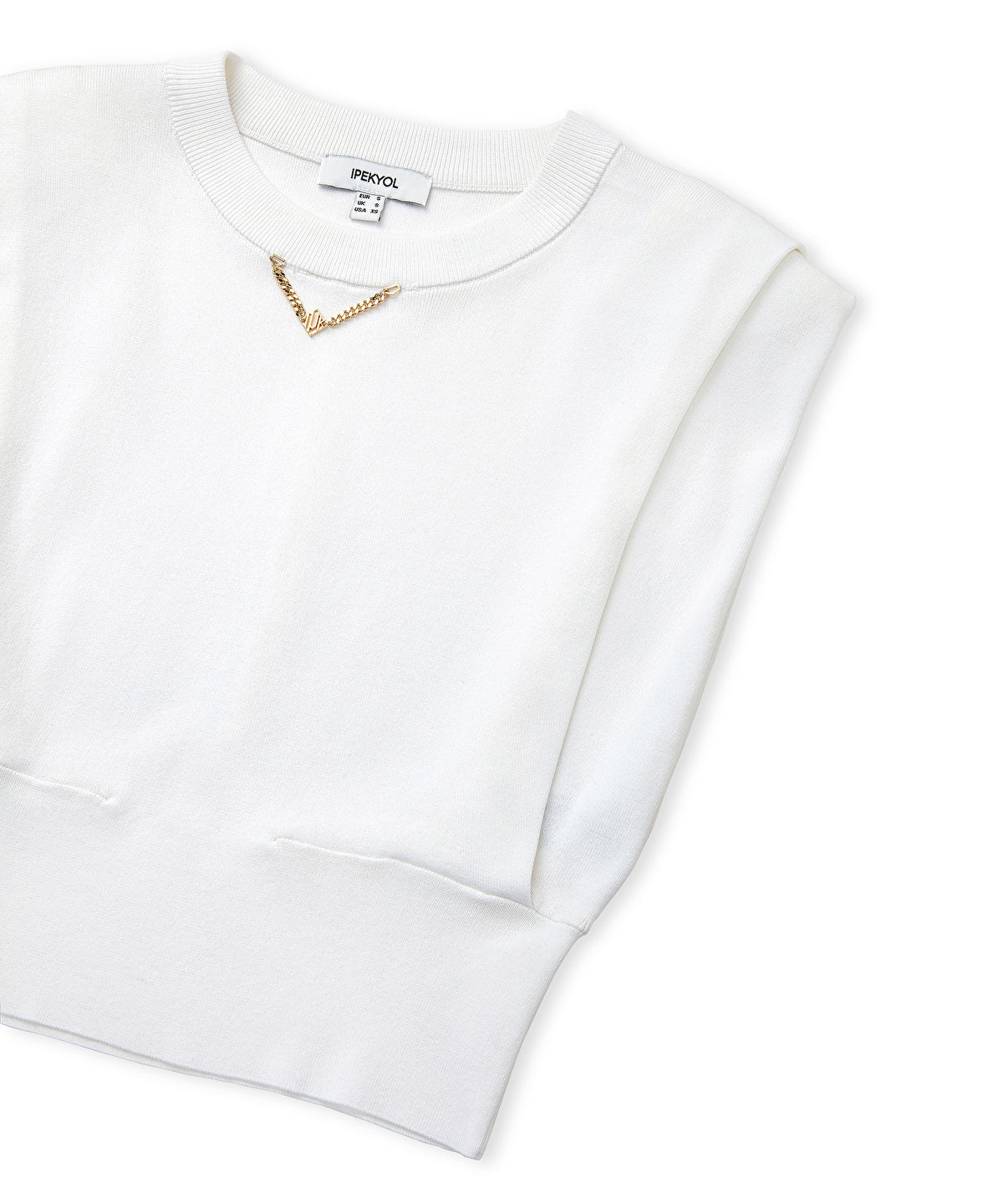 Knit top with chain detail