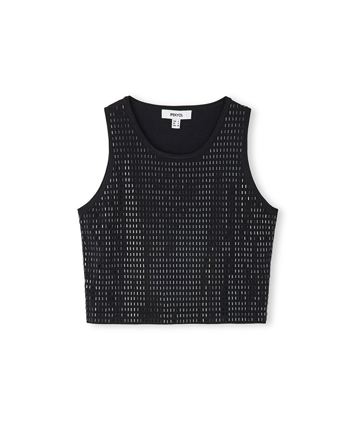 Zoomed Knit Top With Rhinestones