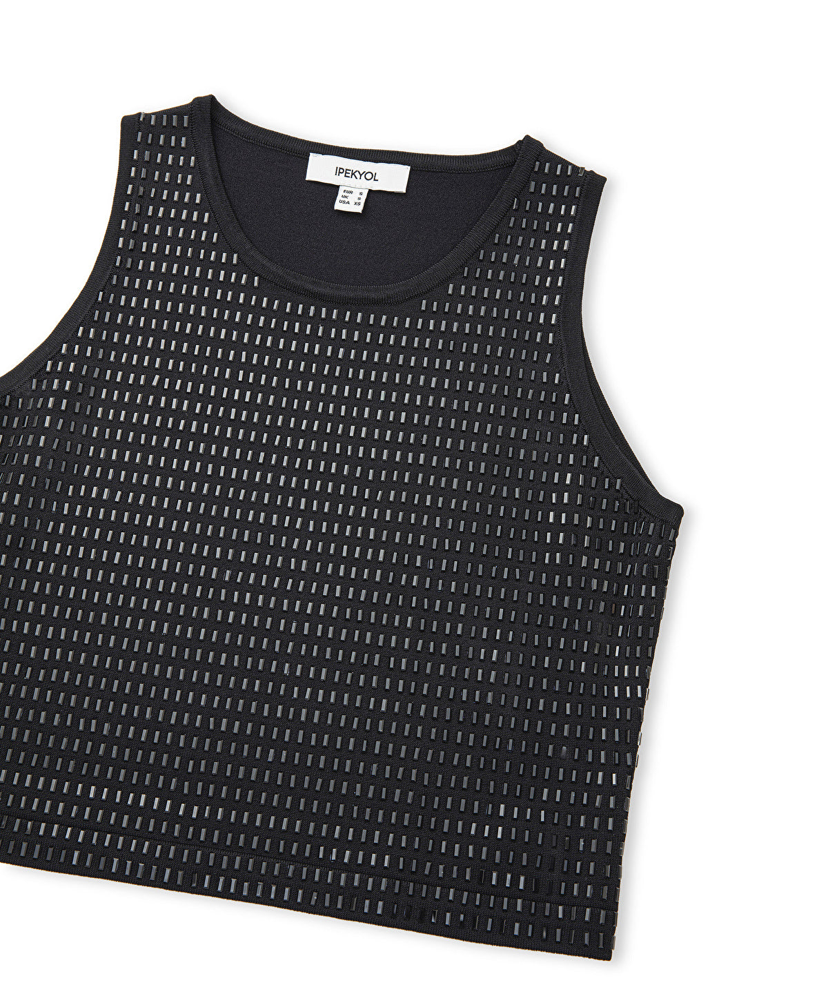 Zoomed Knit Top With Rhinestones