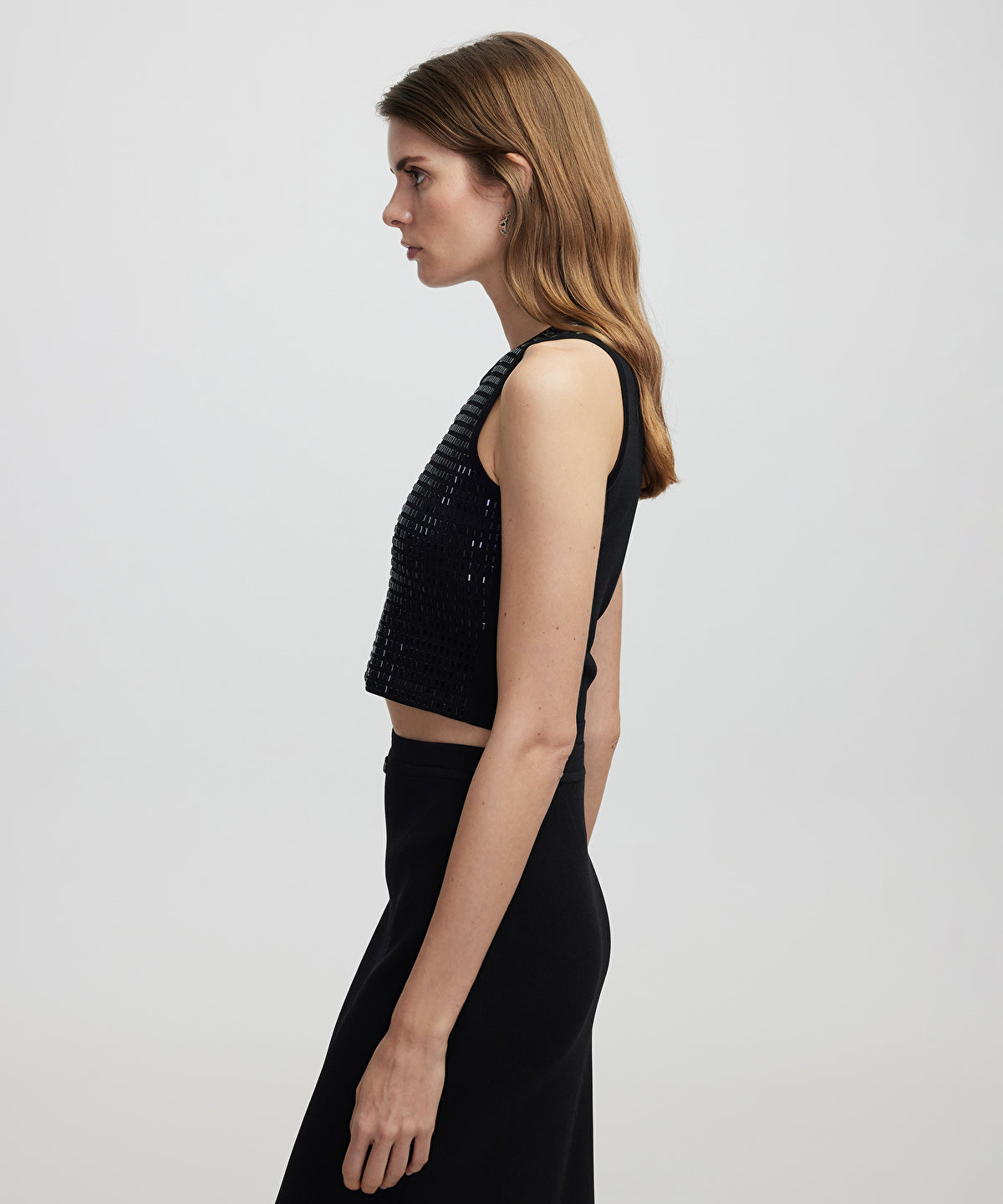 Zoomed Knit Top With Rhinestones