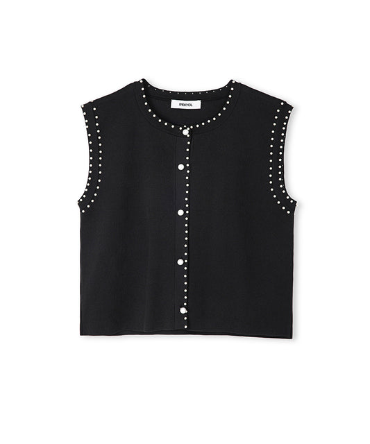 Knit Vest with Faux Pearls