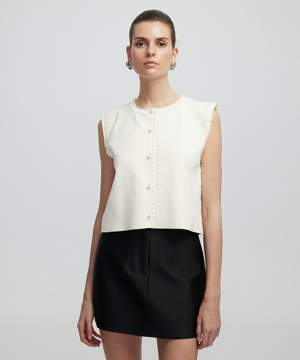 Knit Vest with Faux Pearls
