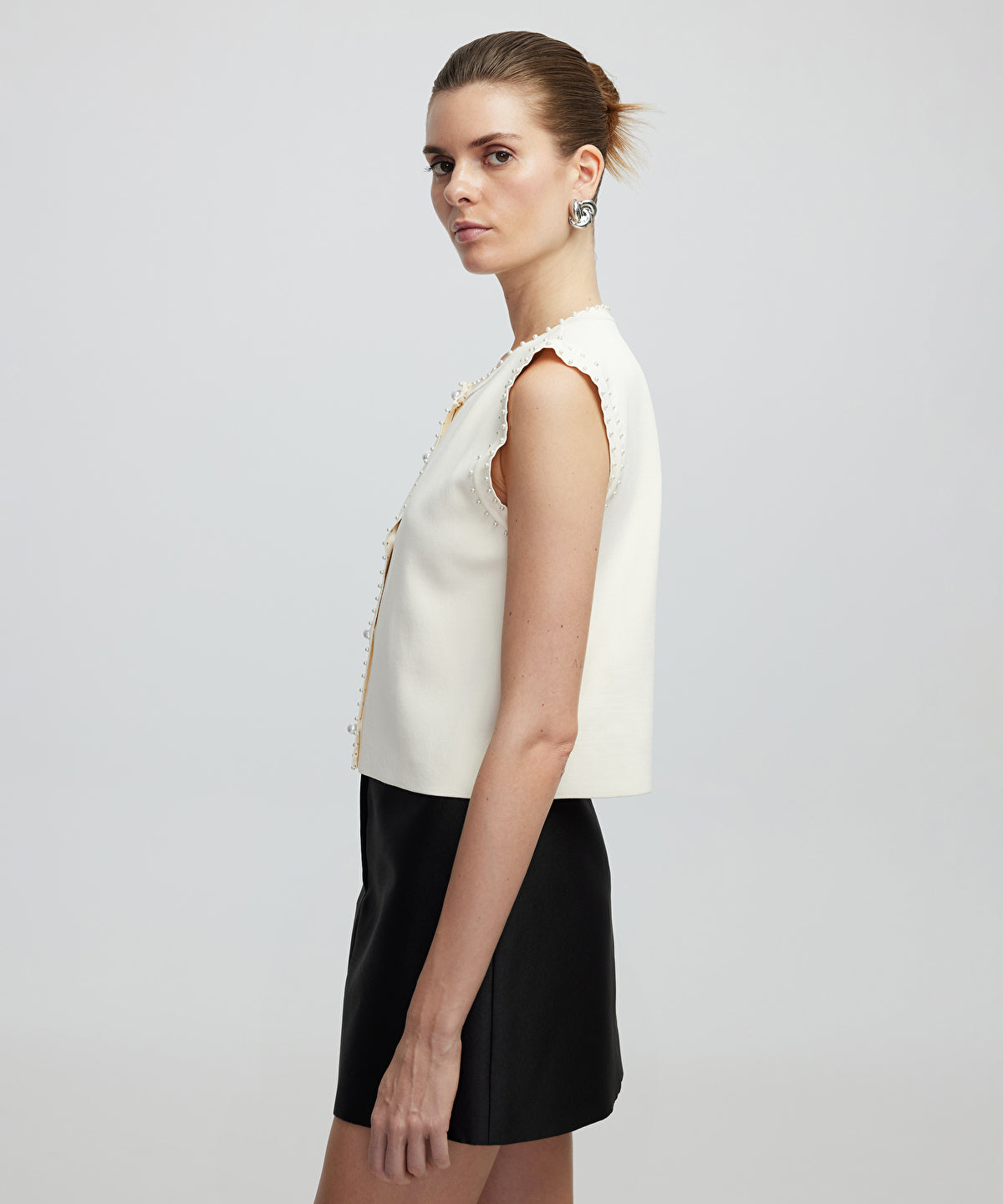 Knit Vest with Faux Pearls