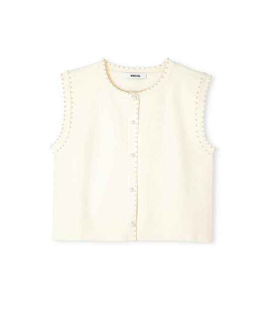 Knit Vest with Faux Pearls