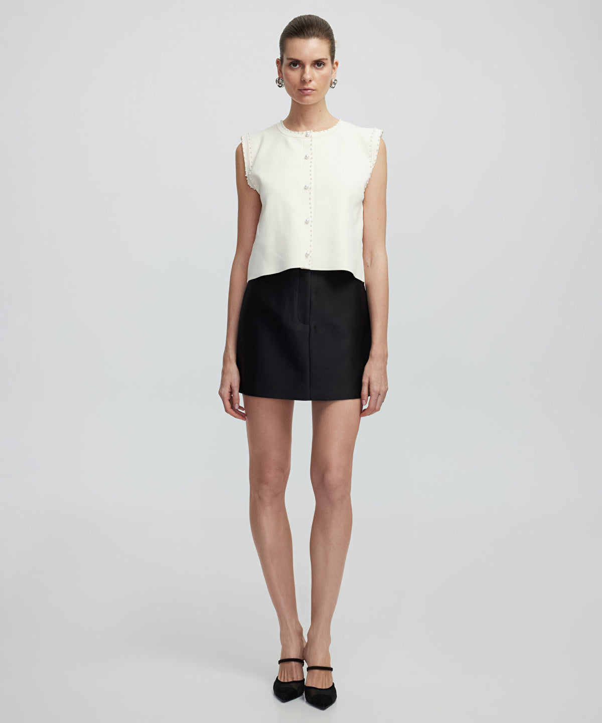 Knit Vest with Faux Pearls