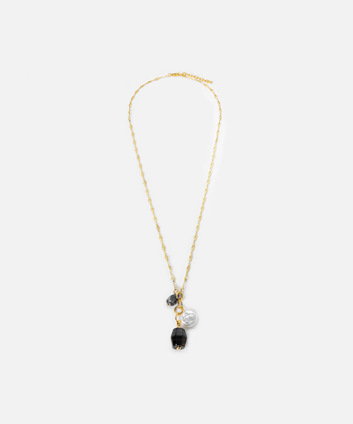 Faux Pearl And Stone Pendant Necklace