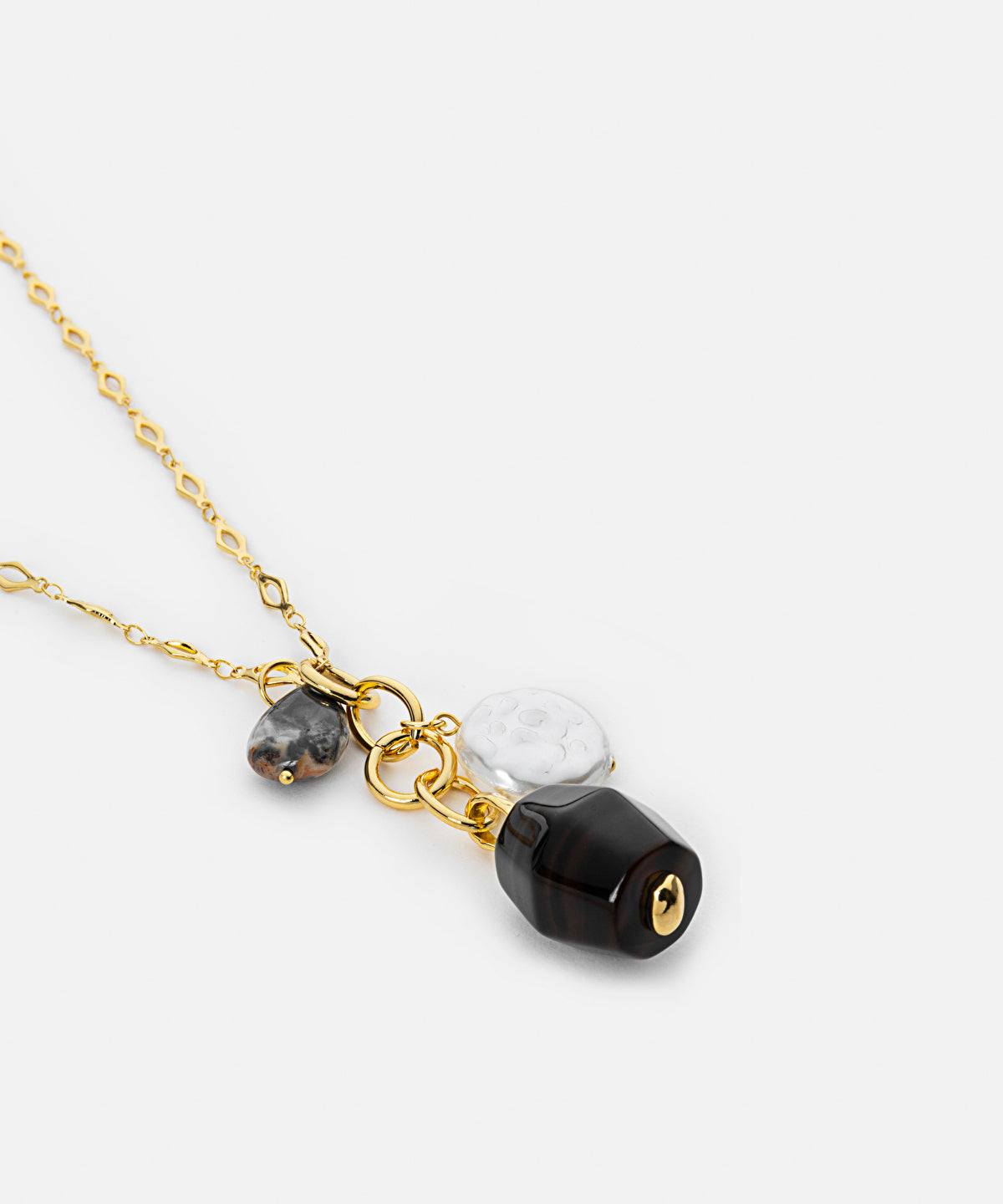 Faux Pearl And Stone Pendant Necklace