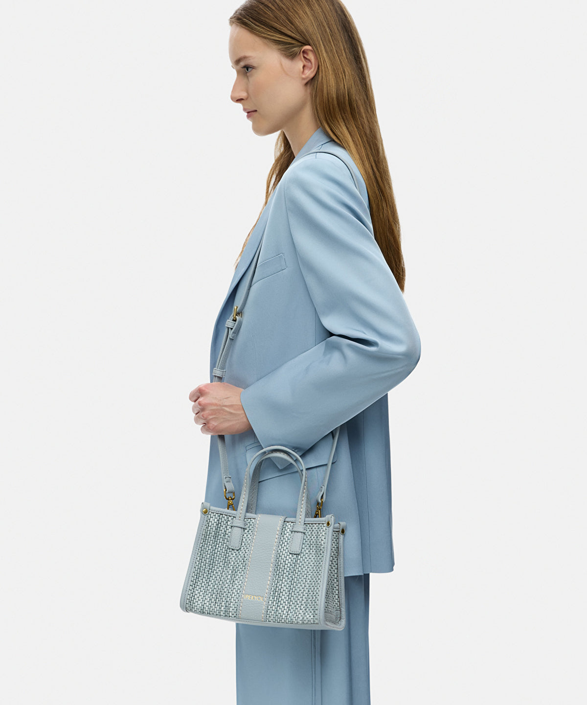Contrast textured mini tote bag