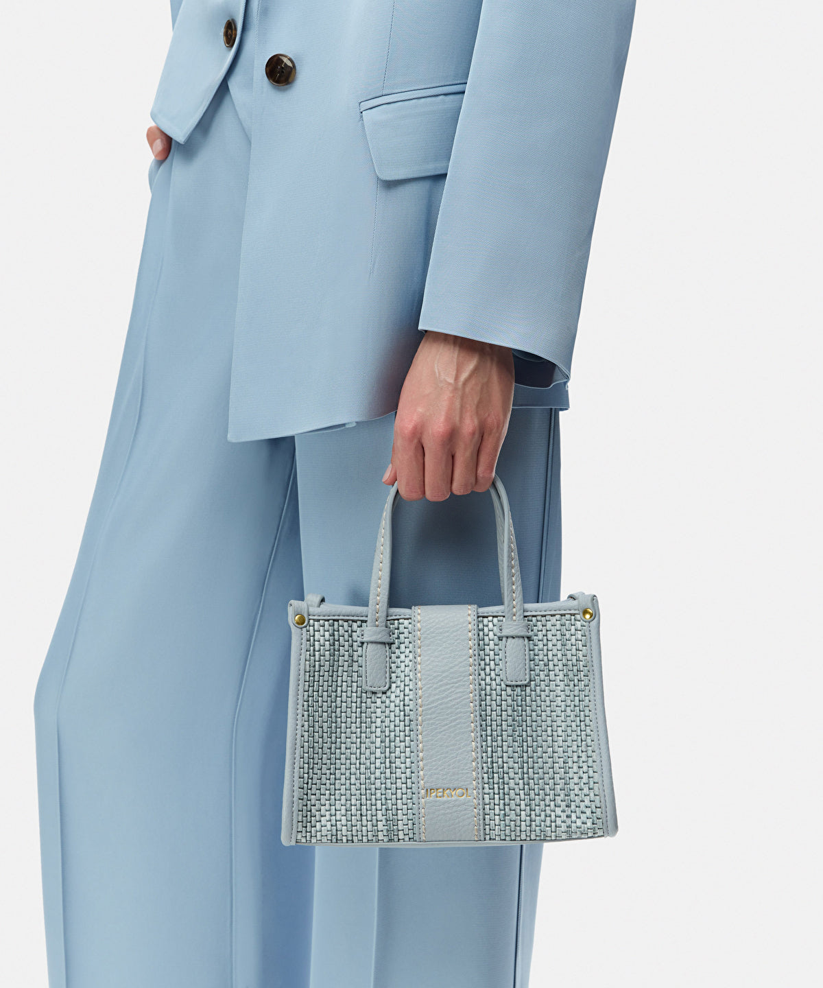 Contrast textured mini tote bag