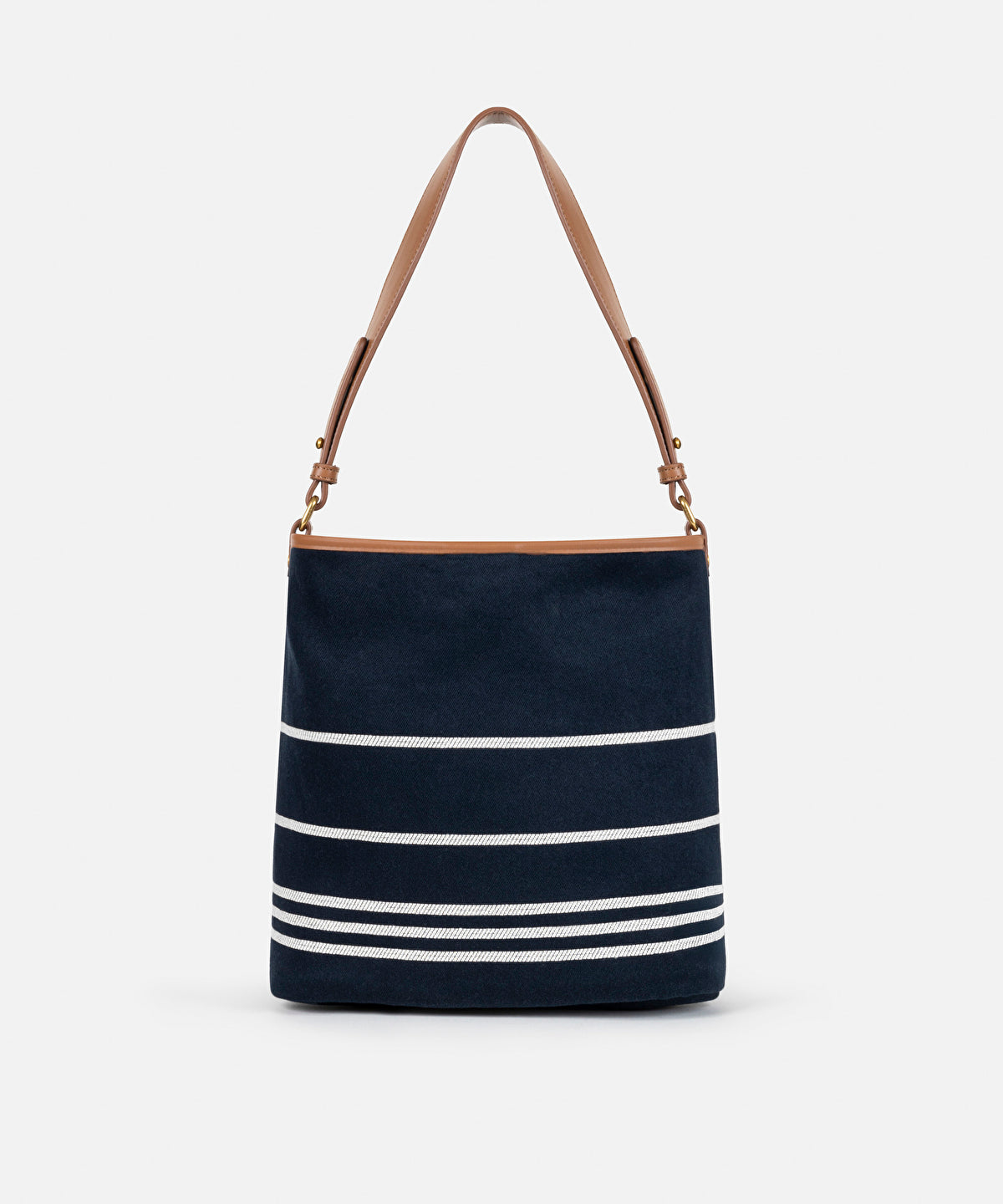 Striped bucket bag