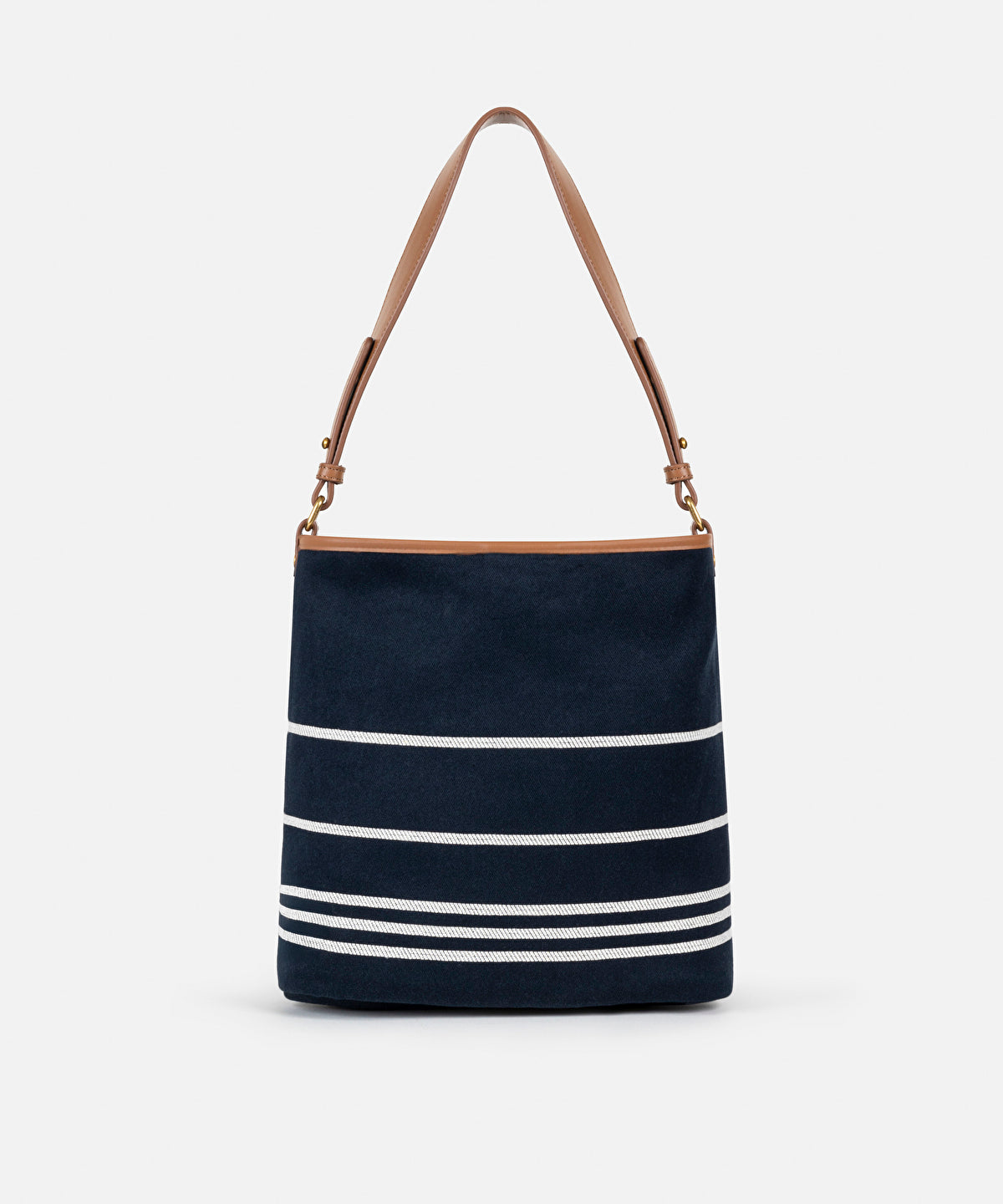 Striped bucket bag