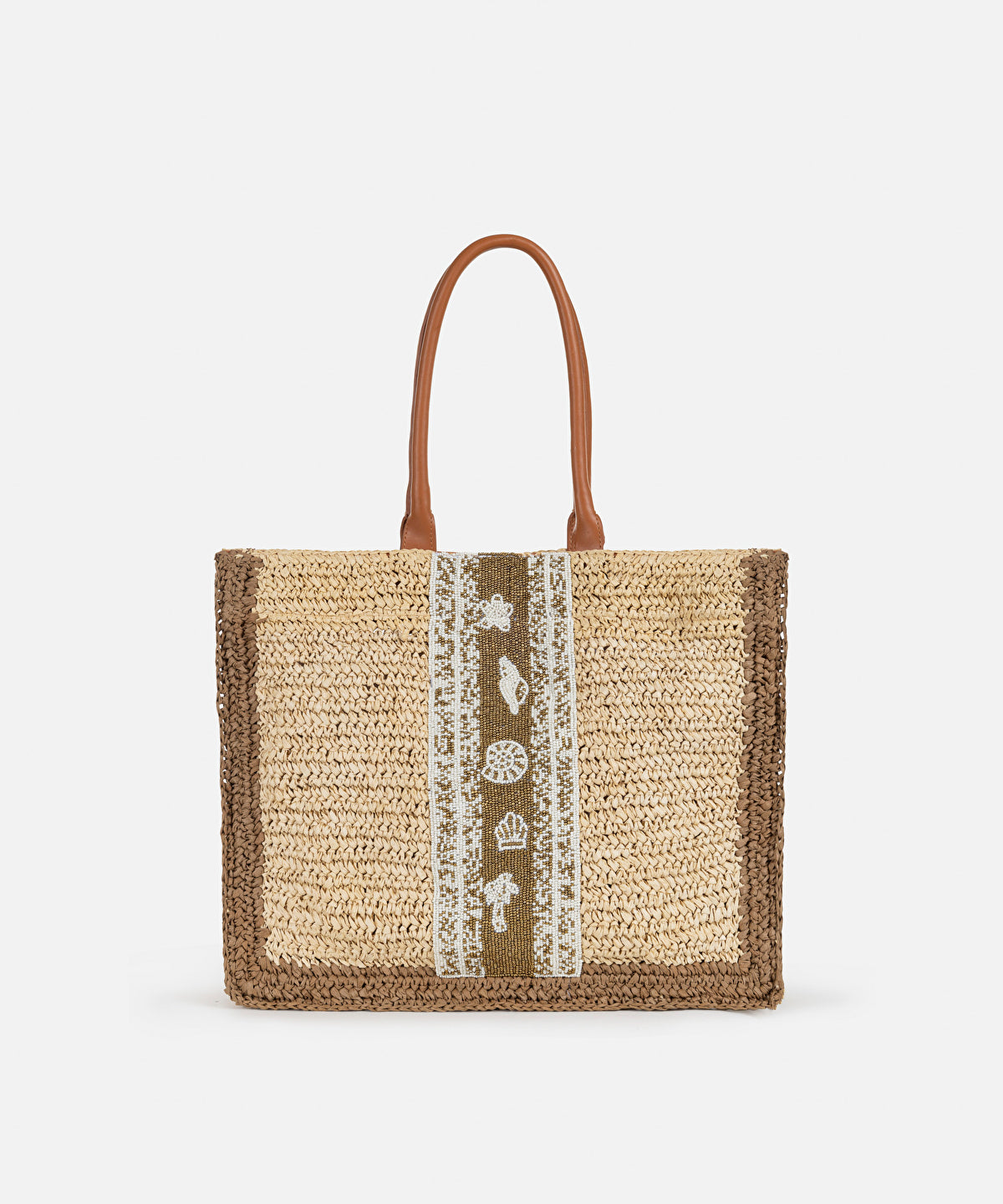 Beaded Raffia Tote Bag