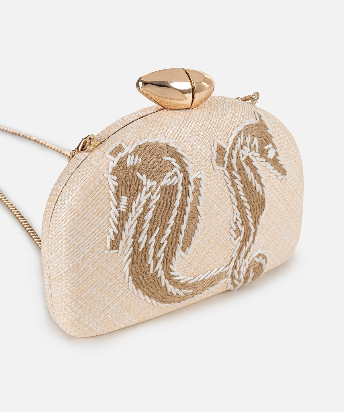 Embroidered Raffia Bag