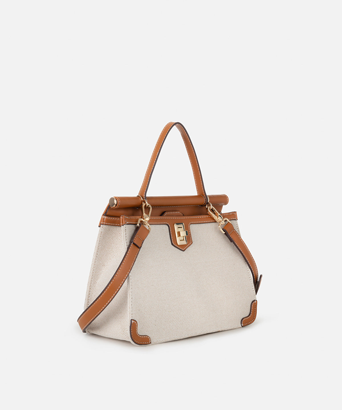 Contrast Trimmed Canvas Bag
