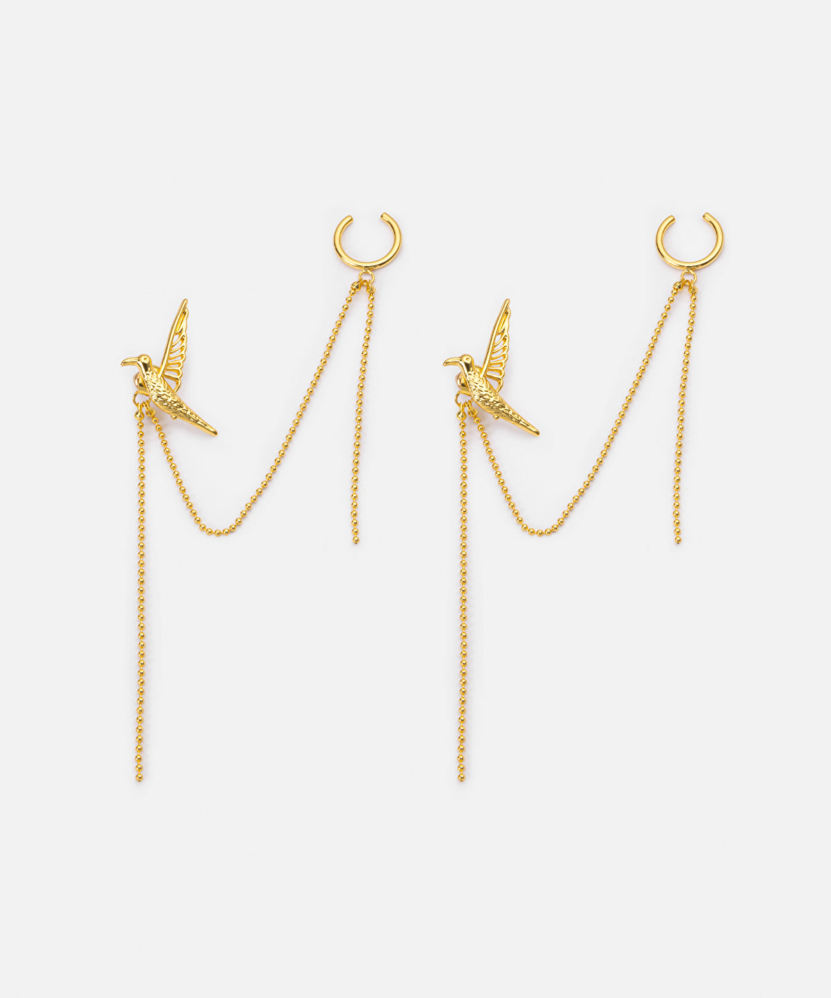 Bird Earrings With Dangling Chain