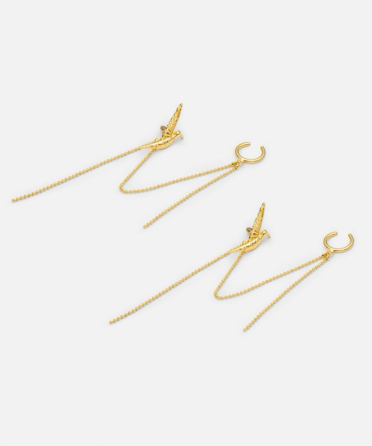 Bird Earrings With Dangling Chain
